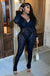 Popular Sexy Tight Sweater Trousers Fashionable All Match Striped Knitted Long Sleeve Jumpsuit Women