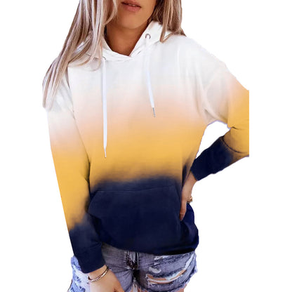 Autumn Winter New  Long-Sleeved Hooded Women Tops  Gradient Printing Casual Loose Hoodie