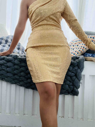 Arrival Summer Mid-Waist Midi Dress Solid Color Office Sequined Pullover Dress