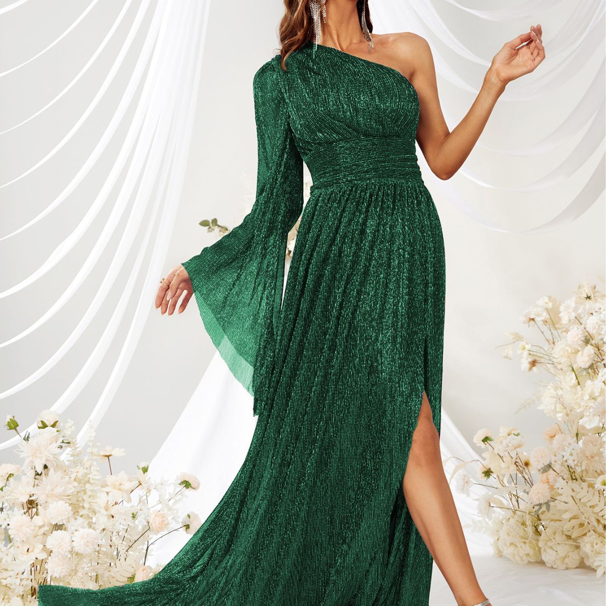 One Shoulder Evening Dress Cocktail Slant Shoulder Elegant Dress Dinner Dress Senior