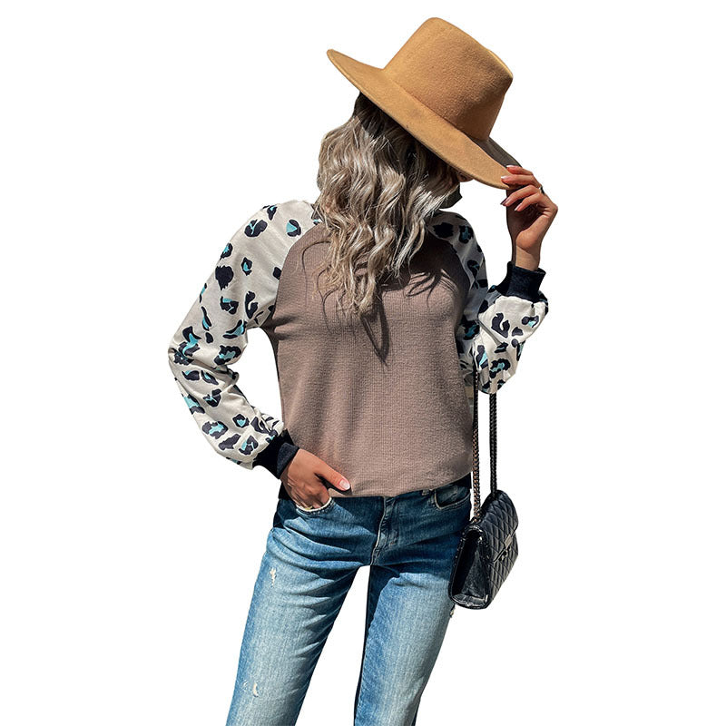 Autumn Winter Contrast Color Knitwear Long Sleeve Patchwork Knitting Bottoming Sweatshirt