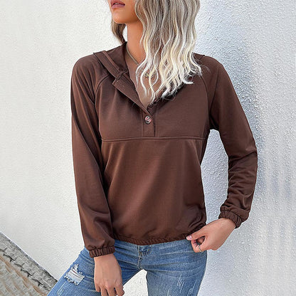 Women Clothing Long Sleeve Solid Color Hooded Autumn Winter Sweater