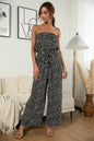 Summer Sexy Tube Top Heart-Shaped Dot Print Lace-up Wide-Leg Jumpsuit