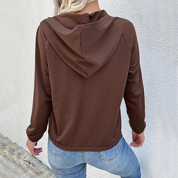 Women Clothing Long Sleeve Solid Color Hooded Autumn Winter Sweater