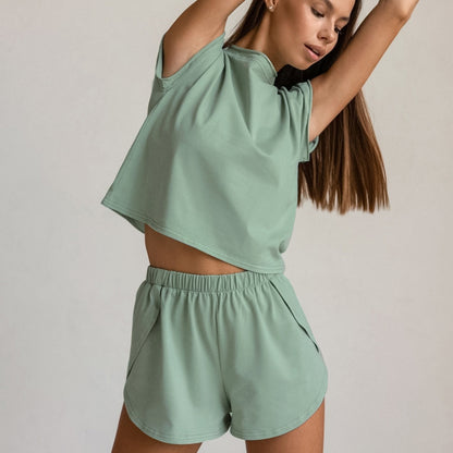 Summer Sleeveless Knitted Top Shorts Pajama Set Fashionable Support Outer Wear Homewear