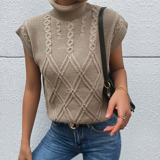 Autumn Women Wear Solid Color Twist Sleeveless Vest Sweater