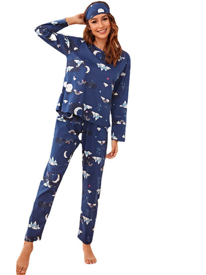 Home Wear Suit Pajamas Women Wear Eye Mask Three-Piece Set