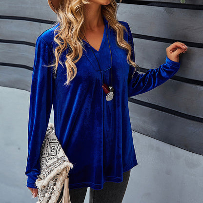 Velvet Shirt Women Autumn Winter Office Long Sleeved