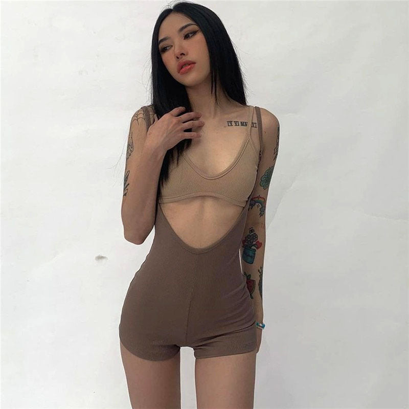 Spring Women Clothing Sexy Pure Sexy Camisole High Waist Slim Fit Bodysuit Suit