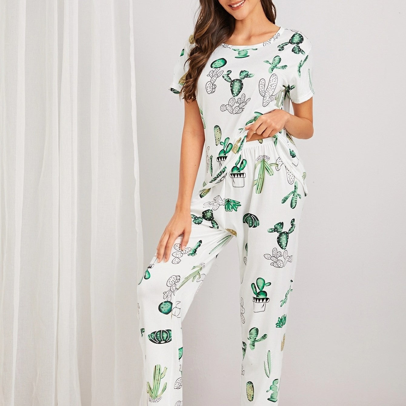 Sources Pajamas Women Home Wear Two-Piece Set