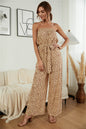 Summer Sexy Tube Top Heart-Shaped Dot Print Lace-up Wide-Leg Jumpsuit