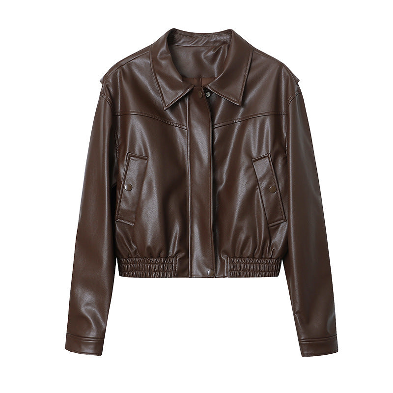 Sinan City Tone Sense Early Autumn Yupi Casual Jacket Leather Coat Coat