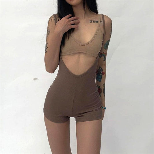 Spring Women Clothing Sexy Pure Sexy Camisole High Waist Slim Fit Bodysuit Suit