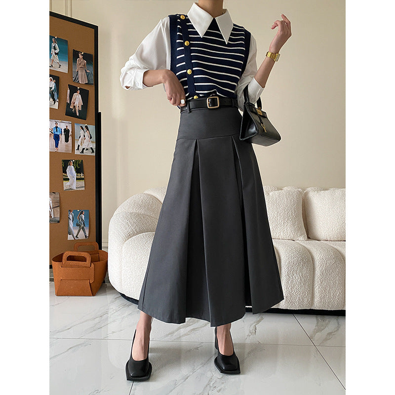 Deconstructed Design High End Cut Non Ironing High Grade Skirt A  line Pleated Skirt Early Autumn