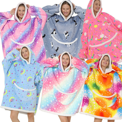 Pajamas Thickened Double-Layer Lazy Can Wear Lazy Blanket Super Soft Lazy Hooded Pajamas Double-Layer Lazy Sweater