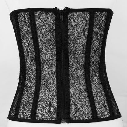 Court Women Summer Outer Wear Inner Wear Sexy Slim Fit Hollow Out Cutout Chest Wrap Boning Corset Boning Corset Bra Top Mesh Camisole Vest