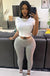 Women Clothing Spring Summer Contrast Color Pocket Top Tight Trousers Sports Casual Set