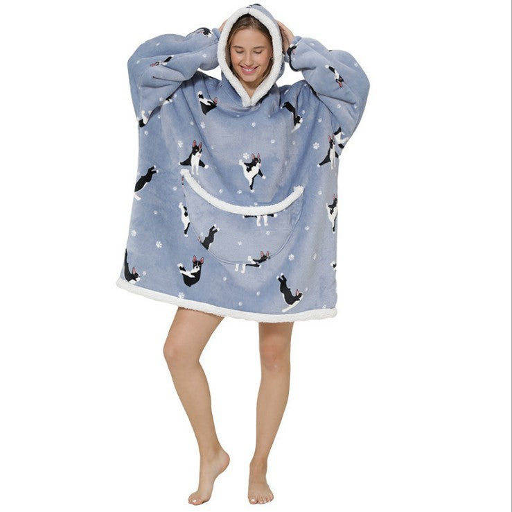 Pajamas Thickened Double-Layer Lazy Can Wear Lazy Blanket Super Soft Lazy Hooded Pajamas Double-Layer Lazy Sweater