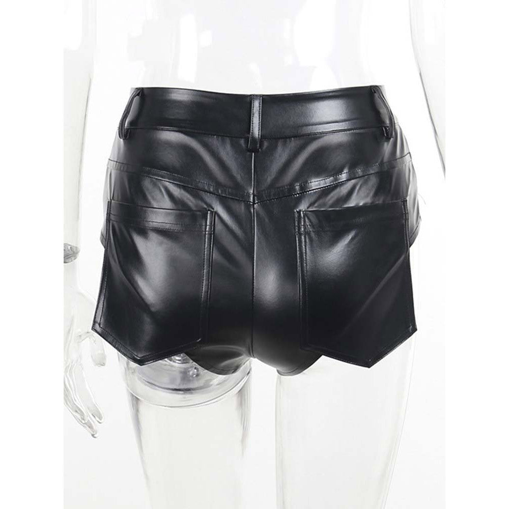 Leather Shorts Women Autumn Winter High Waist Hip Faux Leather Base Elasticity Tight Sexy  Pants Ultra Short Leather Pants