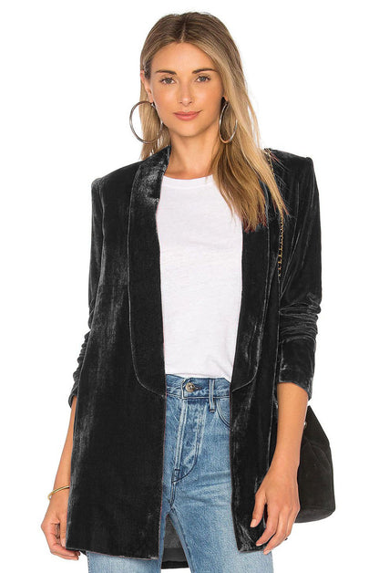 Pleuche Blazer Women Coat Slim Simple Casual All-Match  Coat Outerwear