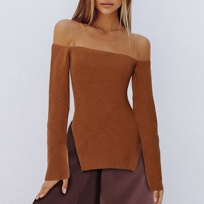 Niche Design Women Sweater Autumn Sneaky Design Tube Top Solid Color Bottoming Sweater Top Women