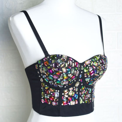 Beaded Tube Top Beauty Back Strap Women Variety Show Acrylic Diamond Performance Wear sexy Corset