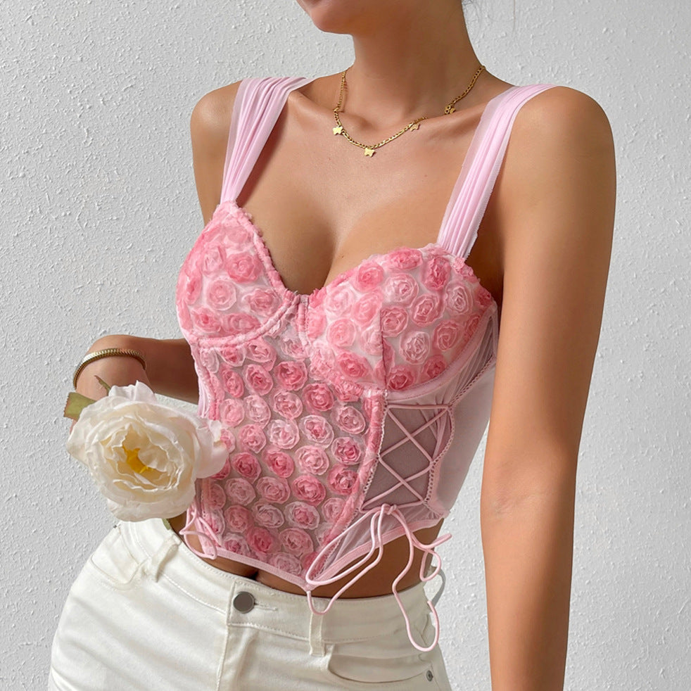 Summer Sexy Sweet Romantic Floral Tied Spaghetti Strap Bra