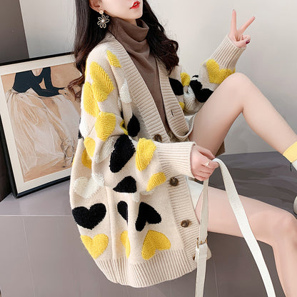 Loose Lazy Sweater Coat for Women Autumn Winter Thickening Korean Fashionable Long Sweater Cardigan