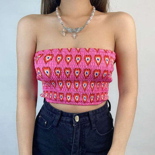 Sexy Personalized Patterns Short Tube Top Exposed Cropped Outer Wear Inner Wear Sexy Vest Top