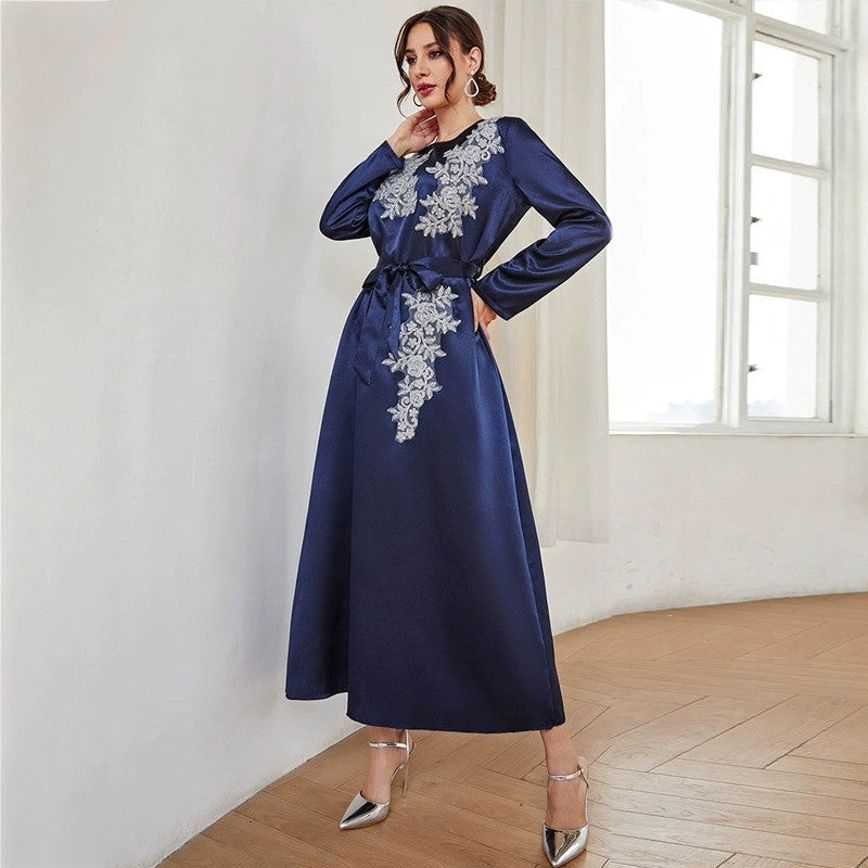 Long Sleeved Dress Office Embroidered Long Dress Autumn Winter