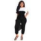 Slim Fit Waist Office Short Sleeve Color Matching Leggings Women Tapered Jumpsuit