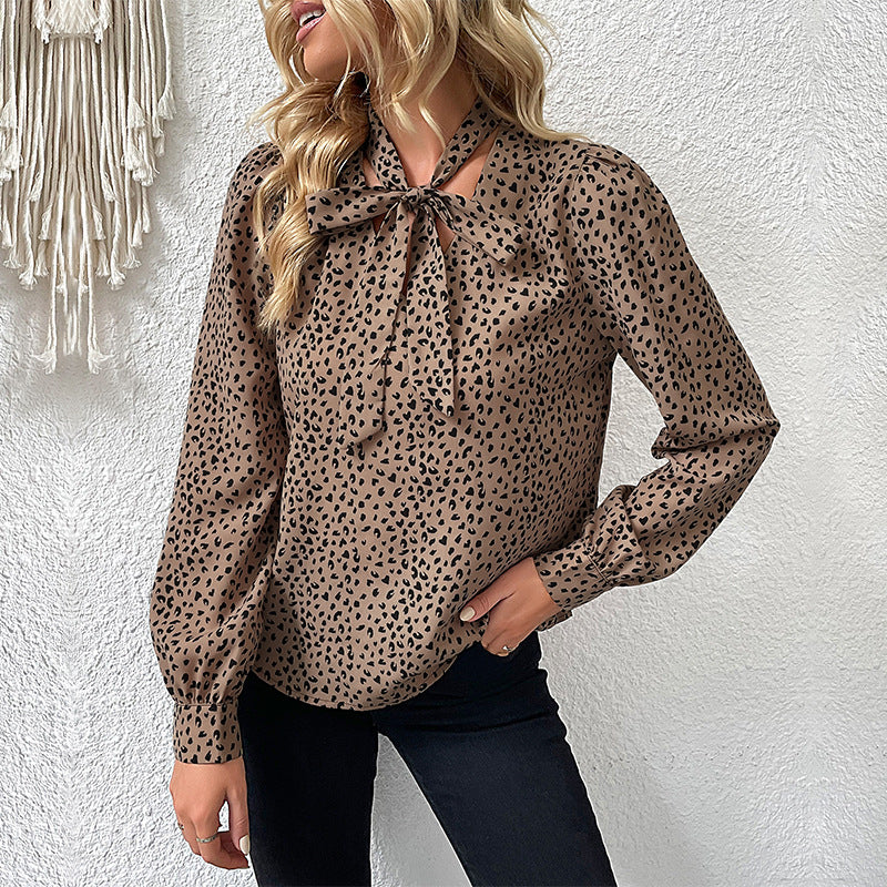 Autumn Women Clothing Long Sleeve Leopard-Print Shirt Women