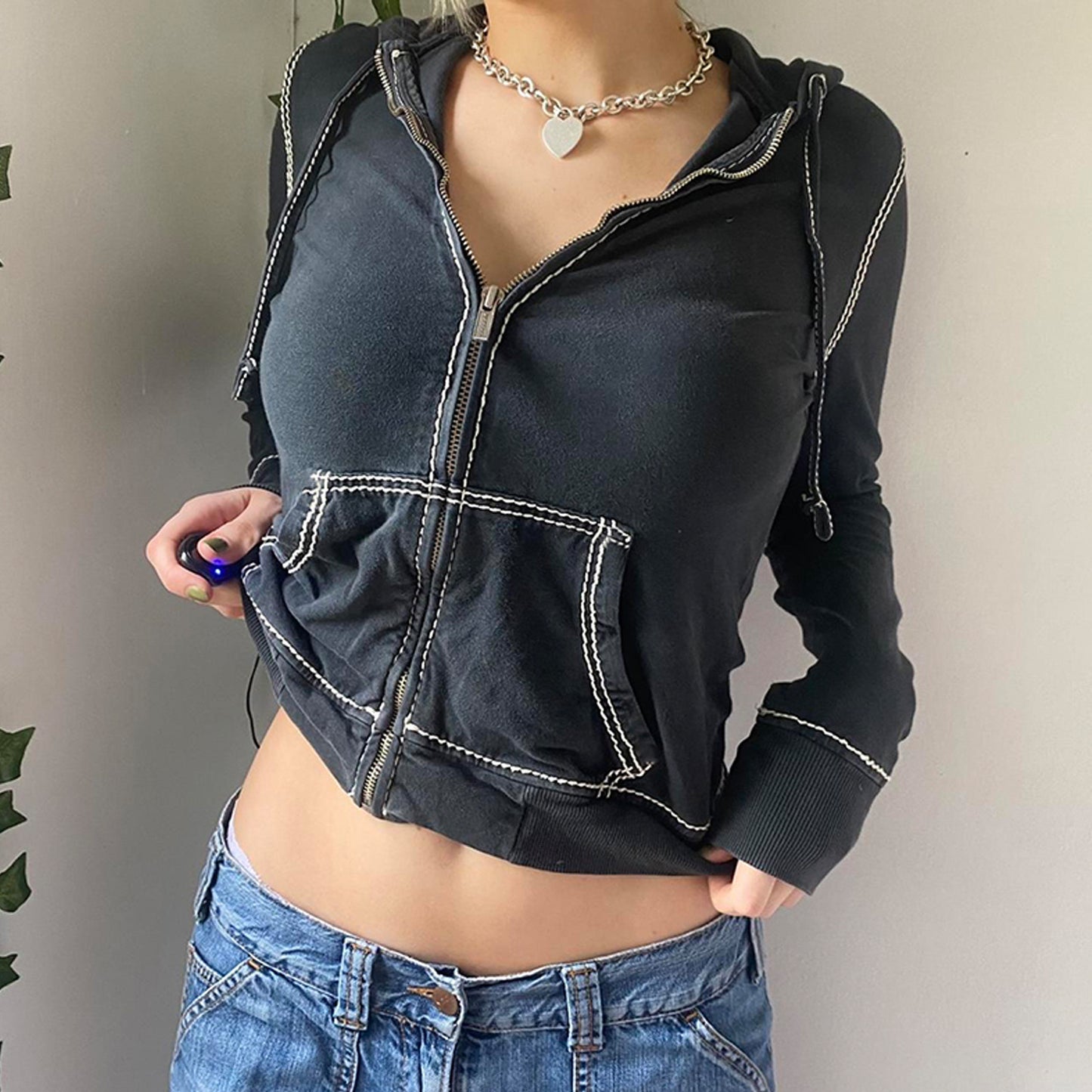 Women Clothing   Autumn Winter Sports Casual  Zipper Casual Short Top Hoodies