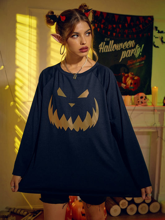 Women Clothing Halloween Printed Long Sleeve Loose Sweater