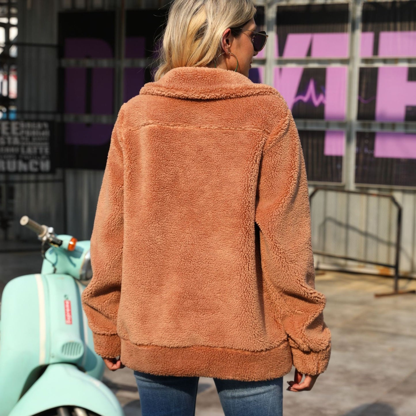 Casual Women Autumn Clothing Long Sleeve Collared Non Ironing Solid Color Loose Mid Length Double Sided Cashmere Coat