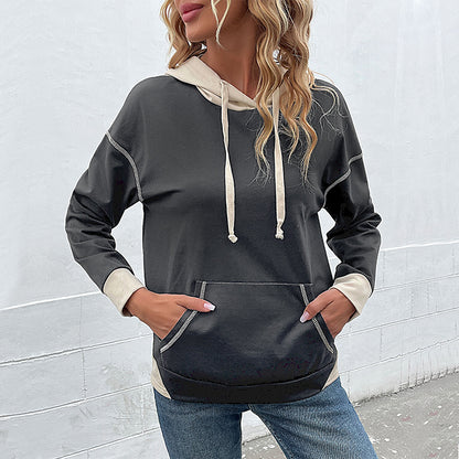 Women Clothing Long Sleeve Color Matching Autumn Sweater Women