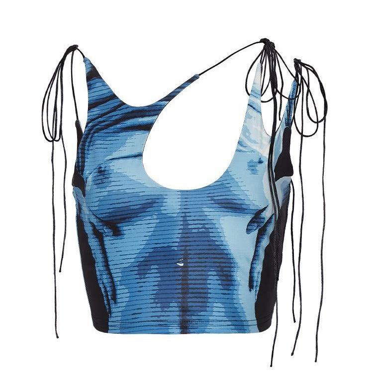 Sexy Street Body Print Strap Vest