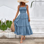 Summer Women Clothing Solid Color Spaghetti Straps Sleeveless Dress