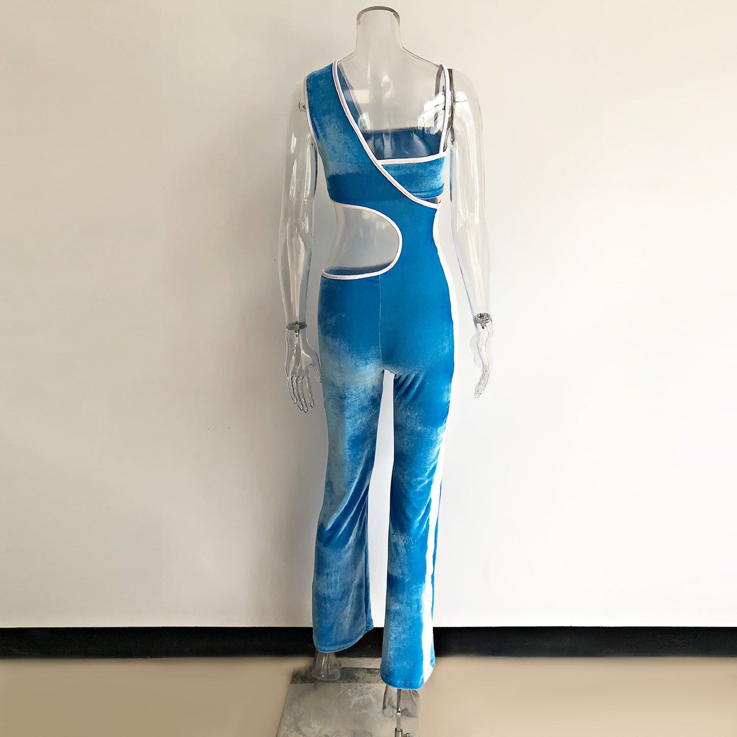 Summer Sexy One Piece Tight Sleeveless Blue Sleeveless Casual Slim Fitting Loose Jumpsuit