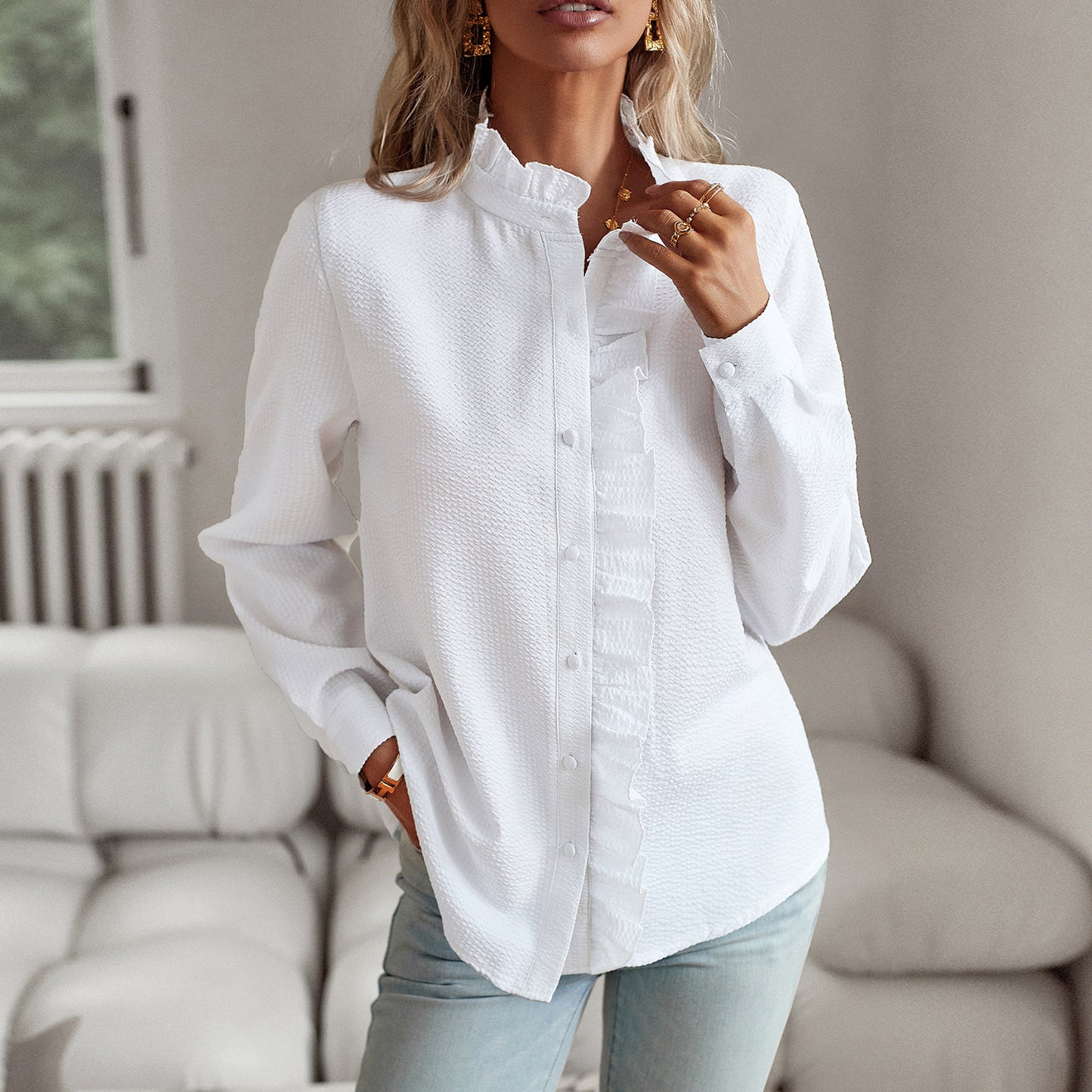 Long Sleeved Shirt Women Autumn Winter Office Top Button