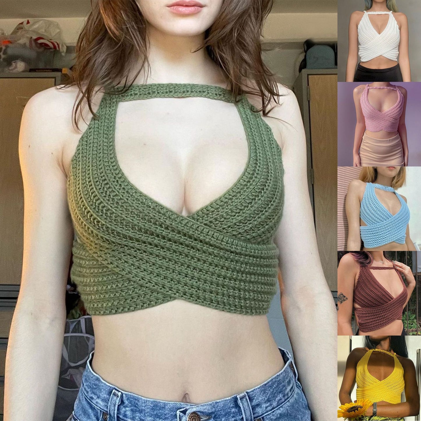 Spring Summer Women Clothing Sexy Bandeau Bandage Sweater Top