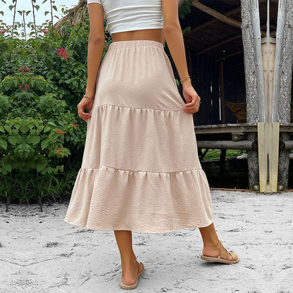 Autumn Casual Skirt Solid Skirt Women Mid-Length