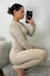 Popular Sexy Tight Sweater Trousers Fashionable All Match Striped Knitted Long Sleeve Jumpsuit Women