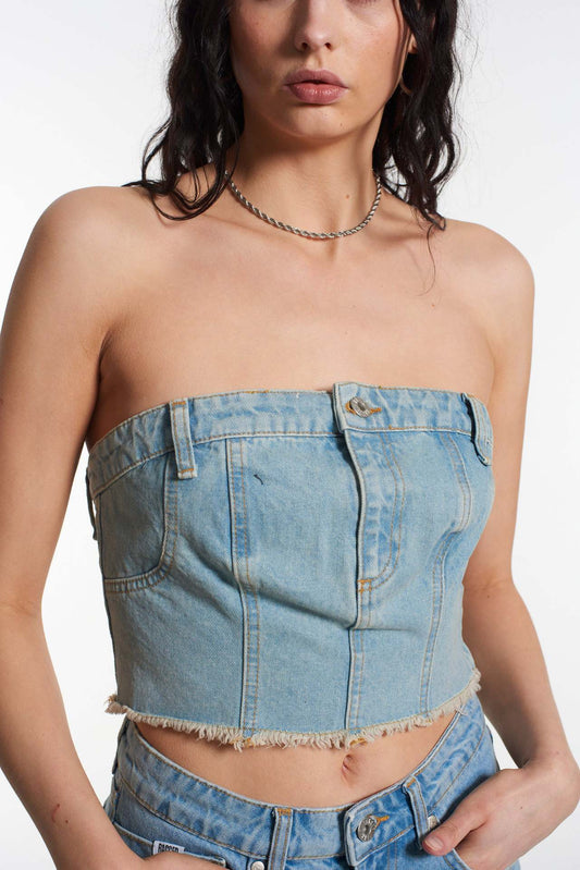 Slim Denim Tube Top Women