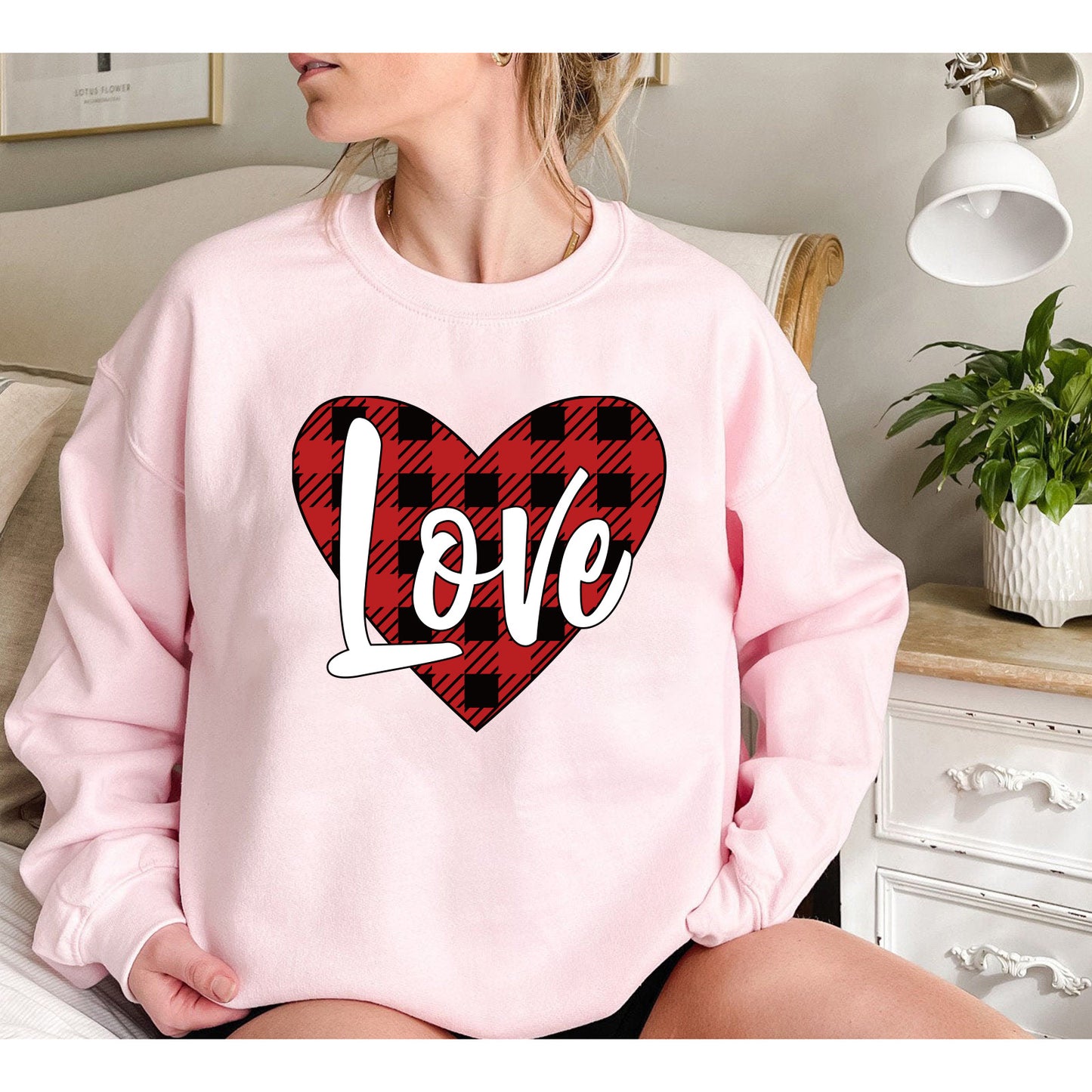 Valentine Day Women  Sweater  Valentine Day Sweater Love Heart Printing Fleece Lined Sweater