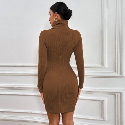 Women Clothing Sexy Hollow Out Cutout Slim Hip  Texture Twist Fabric Long Sleeve Dress