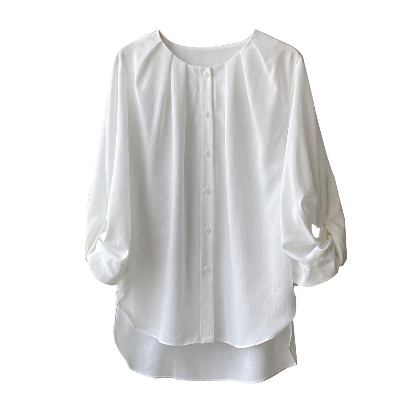 White Shirt Women Autumn Korean Simple Loose Design Lantern Sleeve Shirt