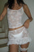 Summer Sexy Seduction Braces Set Women Sexy Lace See through Two Piece Short Skirt Sets