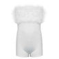 Summer Women Clothing Solid Color Tight Fur Collar Tube Top Basic Personality Romper