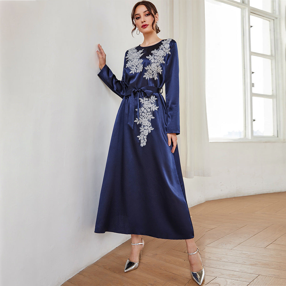 Long Sleeved Dress Office Embroidered Long Dress Autumn Winter